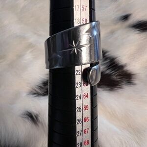 Silver Starburst Engraved Spoon Ring